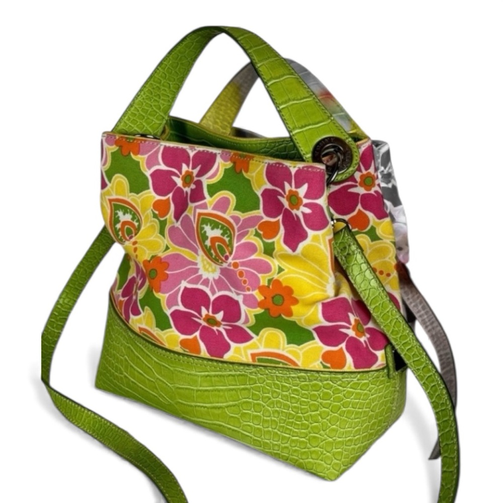 Tommy Hilfiger Floral Shoulder Bag‎ with Lime Green Details and Crossbody Strap